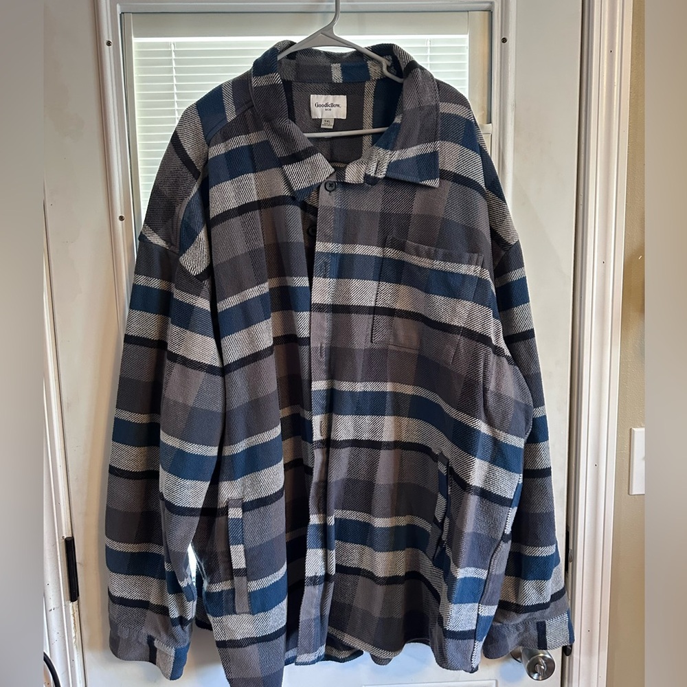 Goodfellow & Co Blue and Gray Checkered Shirt Jacket